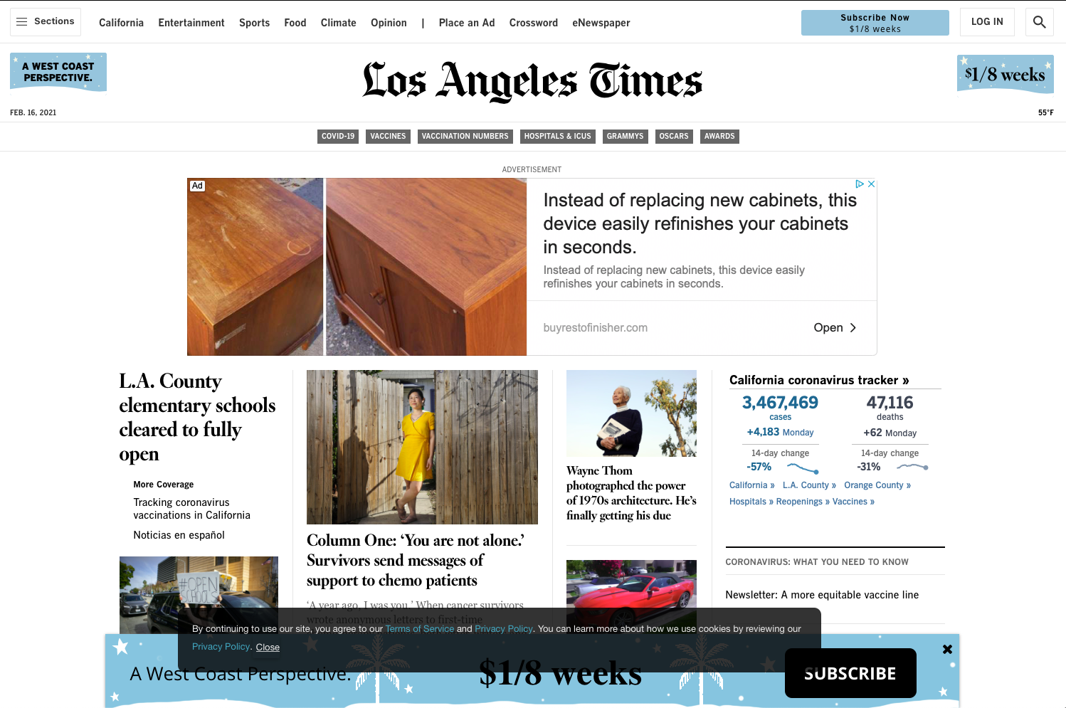 Los Angeles Times home page Interface Guru UX analysis sample